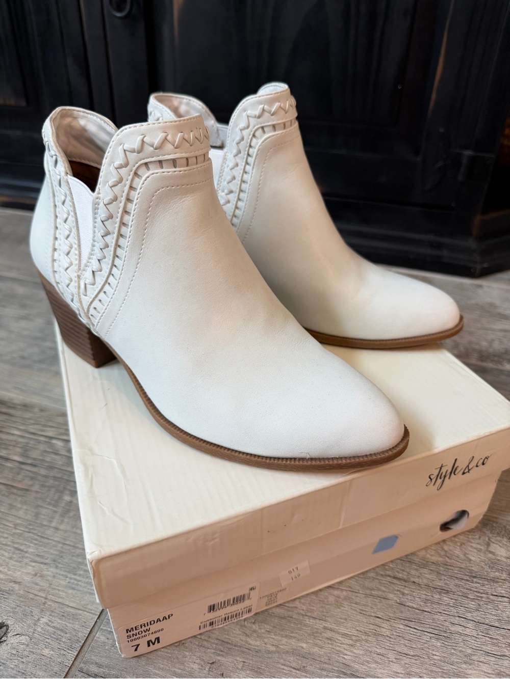 New in Box Style & Co. Meridaa Ankle Booties with Braided Trim